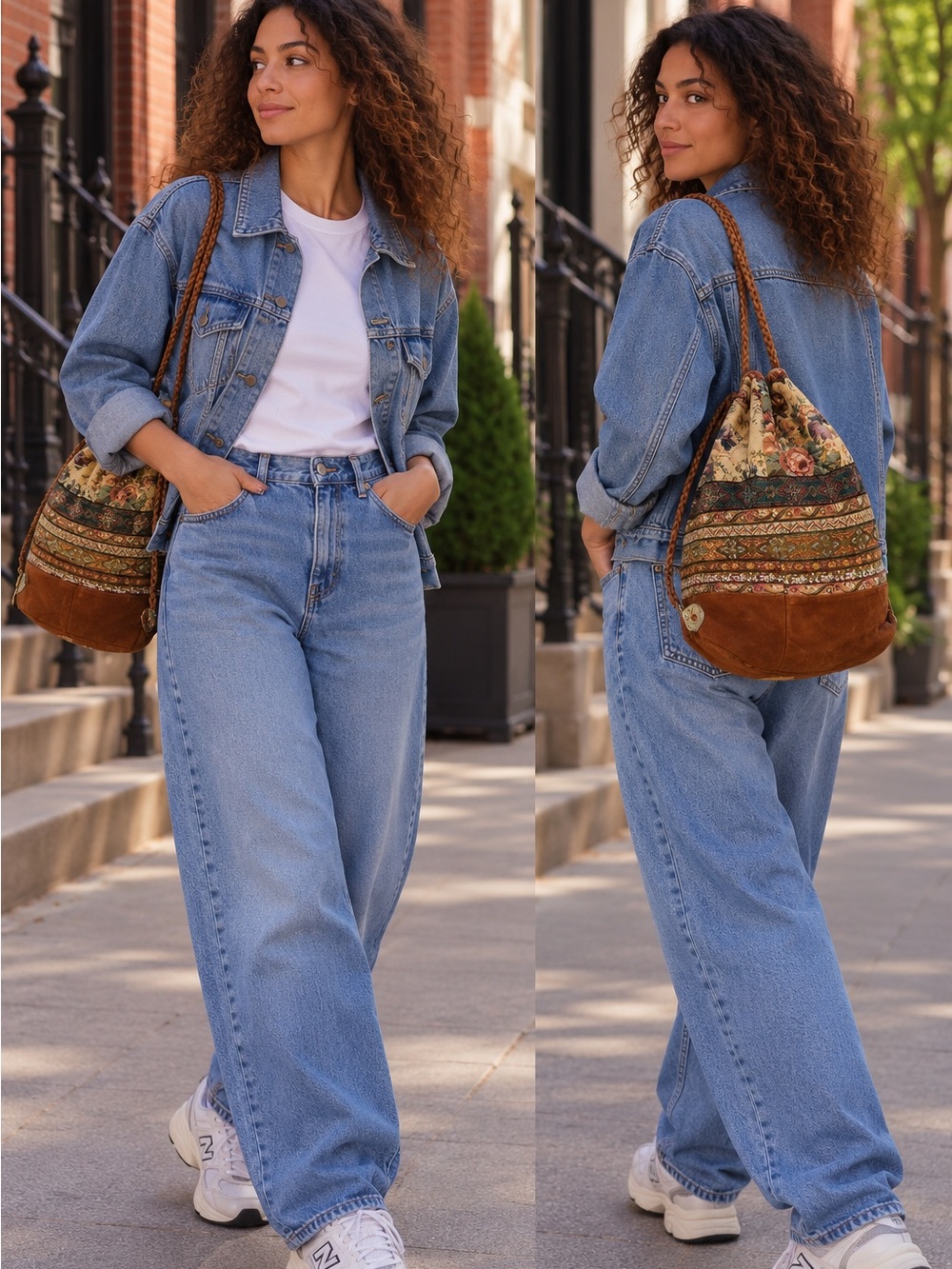 Vintage Tapestry Drawstring Bag